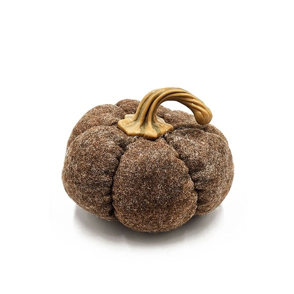 Brown Fabric Pumpkin Decor — Set of 3, 8.3x8.3x5.5"