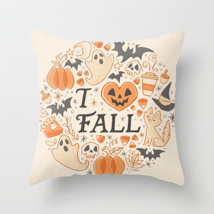 Halloween Pumpkin Pillow Cover — 18x18in, 25 Color Options