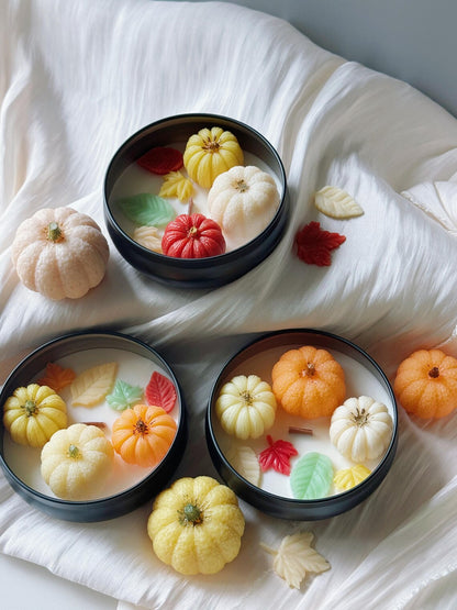 Autumn Pumpkin Soy Candle in Tin — 9oz, Wooden Wick, Custom Scent & Color