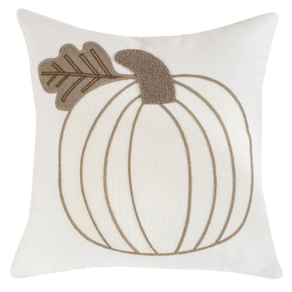 Calvessia Home Embroidered Cushion Cover – Autumn Pumpkin, 18x18 in, 11 Designs