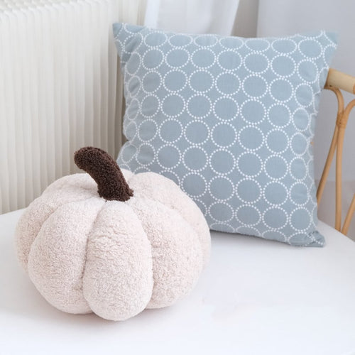 Autumn Pumpkin Plush Pillow — 35x20cm, 3 Warm Tones