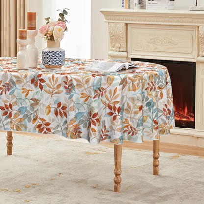 Autumn Harvest Leaf Watercolor Tablecloth — 60x84", 100% Polyester
