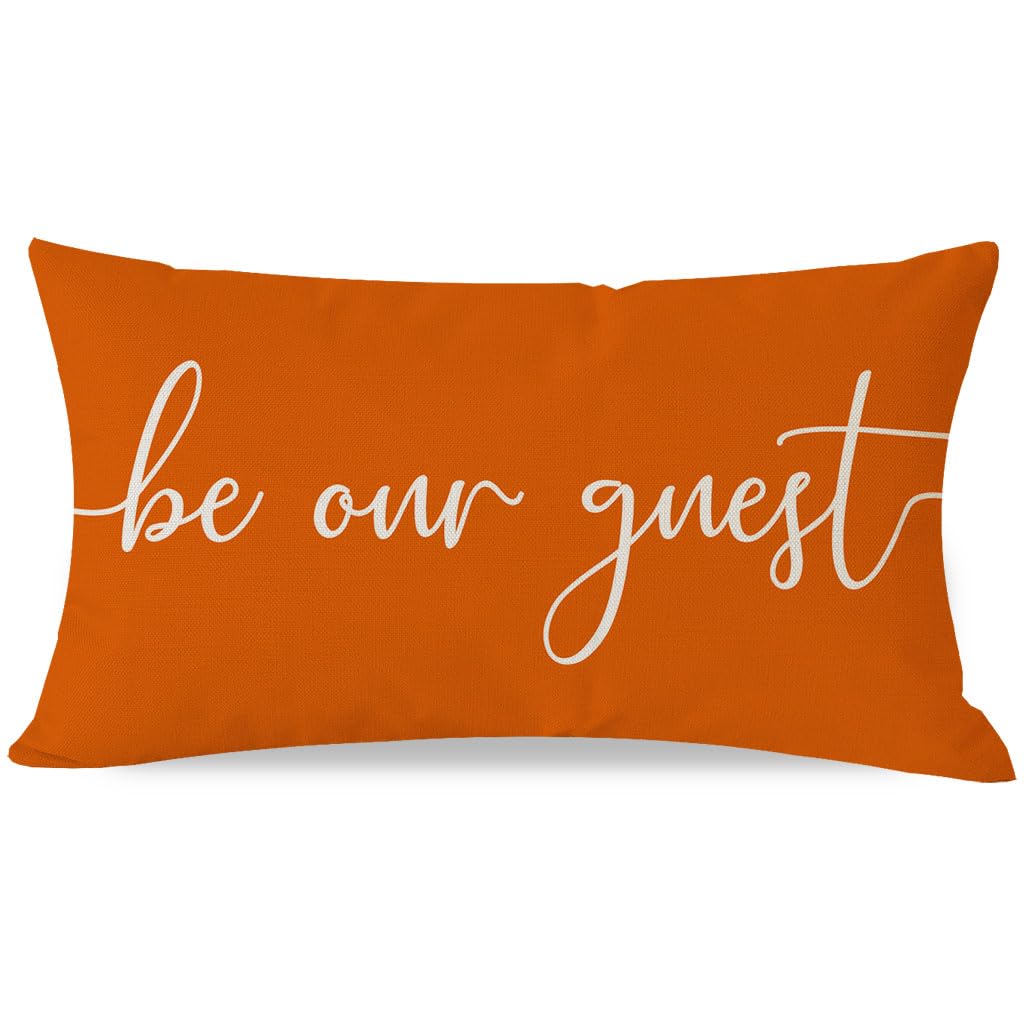 "Be Our Guest" Farmhouse Lumbar Pillow Cover 12x20in