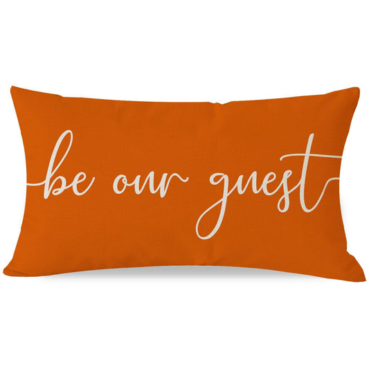 "Be Our Guest" Farmhouse Lumbar Pillow Cover 12x20in