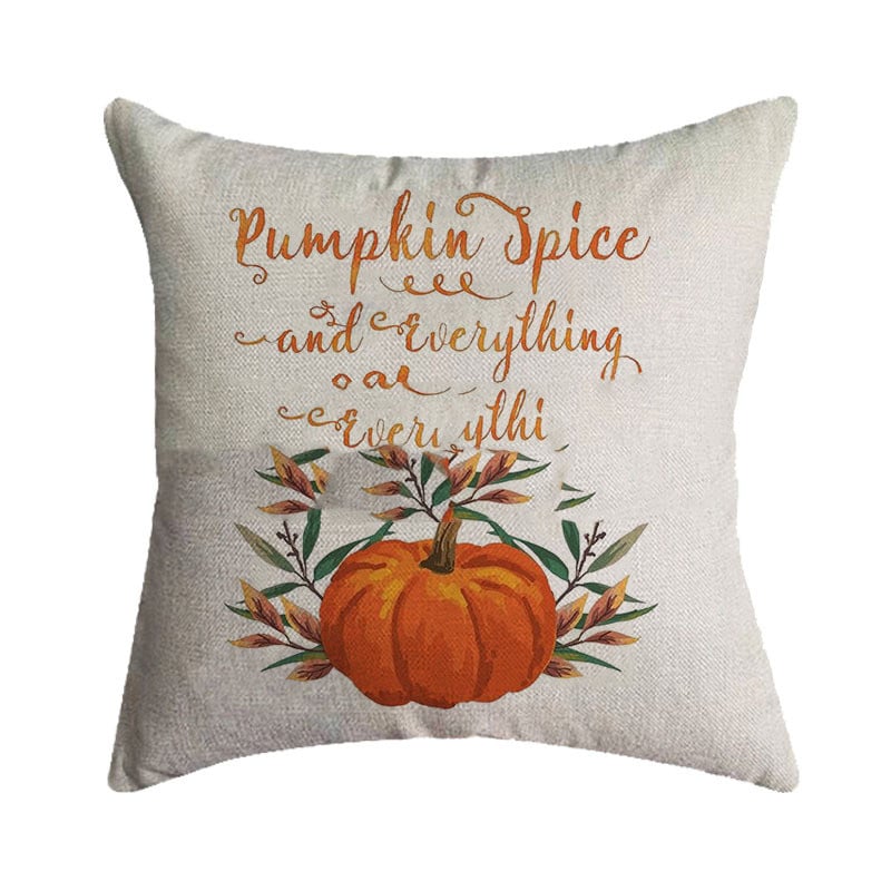 Thanksgiving Pumpkin Burlap Pillow Cover 18x18in