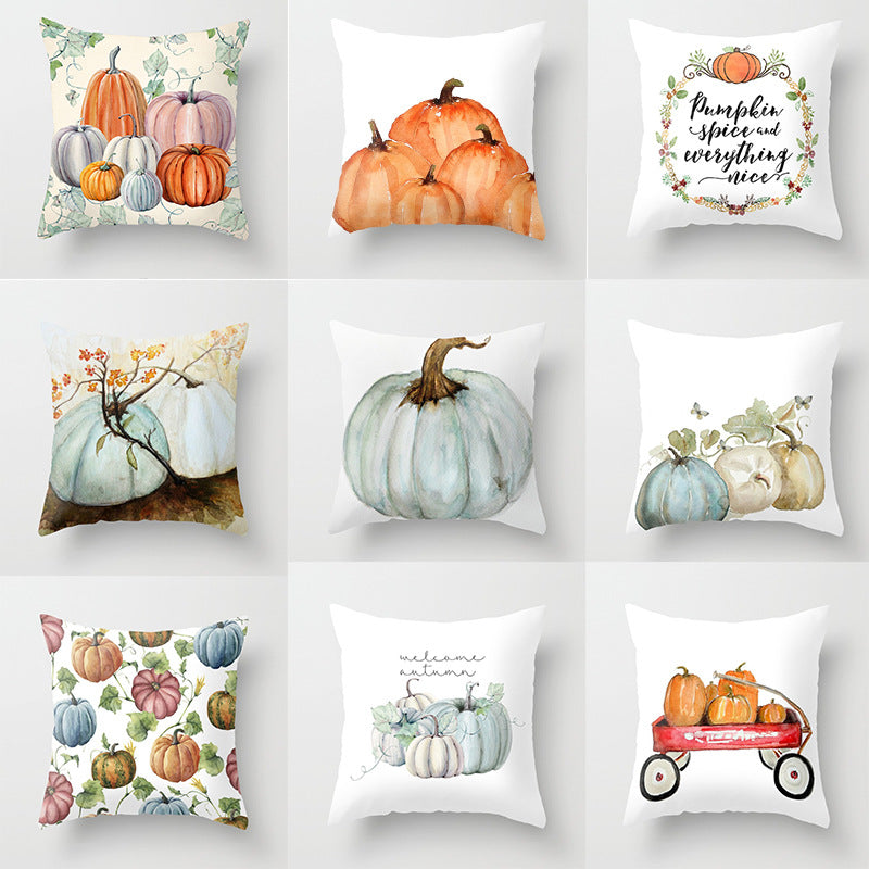 Halloween Pumpkin Pillow Cover — 18x18in, 25 Color Options