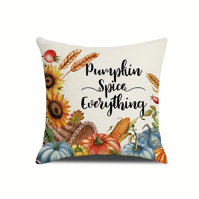 Autumn Pumpkin Linen Throw Pillow Covers Set of 4, 20x20in