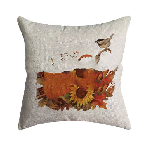 Thanksgiving Pumpkin Burlap Pillow Cover 18x18in