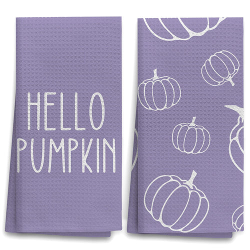 Autumn Pumpkin Kitchen Towels — Set of 2, Multi-Purpose Fall Decor