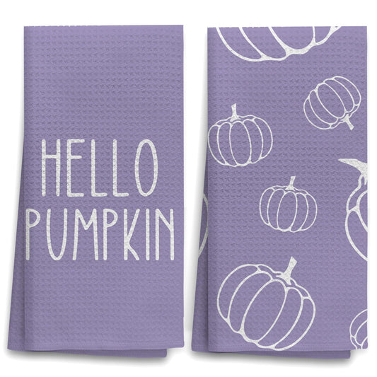 Autumn Pumpkin Kitchen Towels — Set of 2, Multi-Purpose Fall Decor