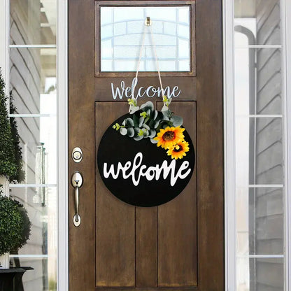 Round Wood Welcome Sign 12in