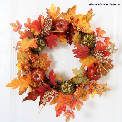 Autumn Pumpkin Harvest Wreath 16in
