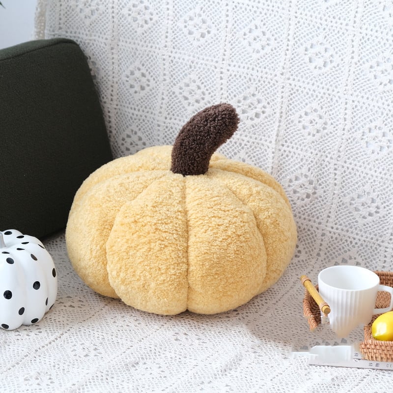 Autumn Pumpkin Plush Pillow — 35x20cm, 3 Warm Tones