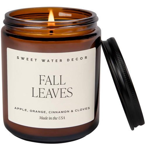 Autumn Bliss Soy Candle — Cinnamon Apple, 9oz Amber Jar, 40+ Hours