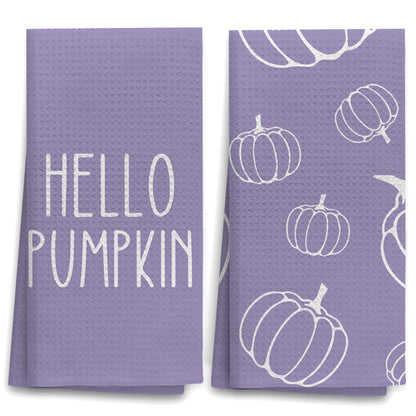 Autumn Pumpkin Kitchen Towels — Set of 2, Multi-Purpose Fall Decor