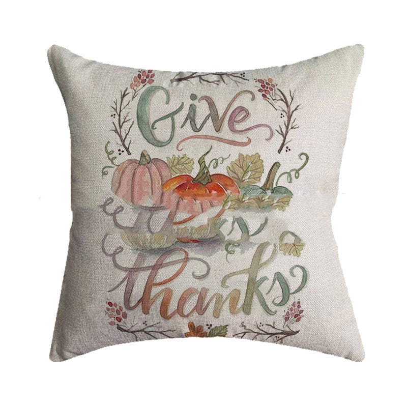 Thanksgiving Pumpkin Burlap Pillow Cover 18x18in