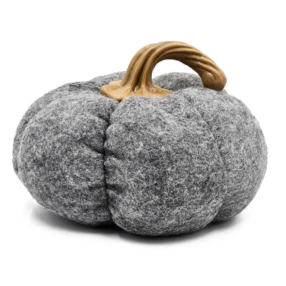 Gray Fabric Pumpkin Decor — Set of 3, 8.3x8.3x5.5"