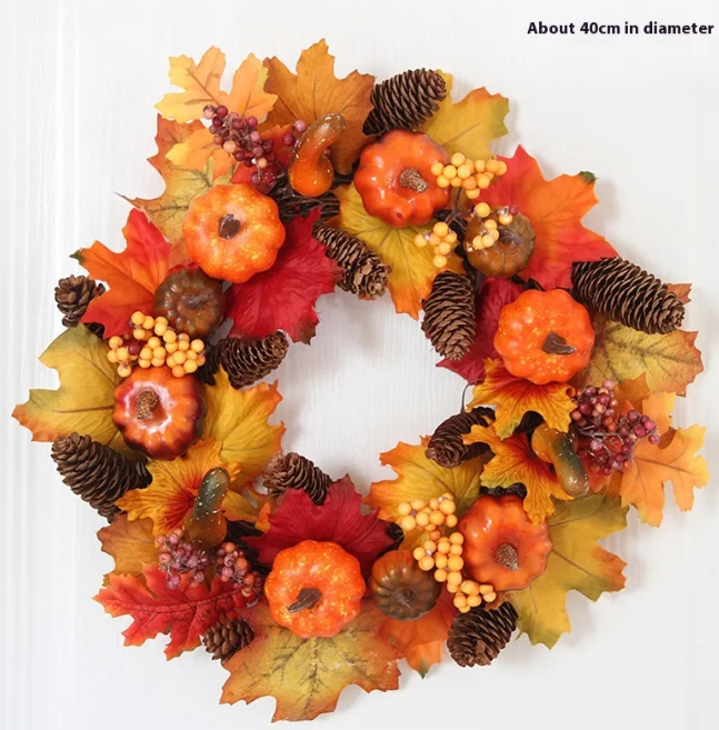 Autumn Pumpkin Harvest Wreath 16in