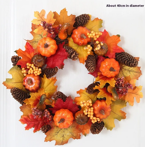Autumn Pumpkin Harvest Wreath 16in