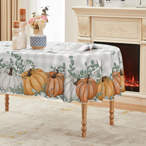 Harvest Pumpkin Oval Tablecloth — 50x70", 100% Polyester