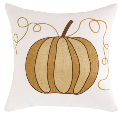 Calvessia Home Embroidered Cushion Cover – Autumn Pumpkin, 18x18 in, 11 Designs