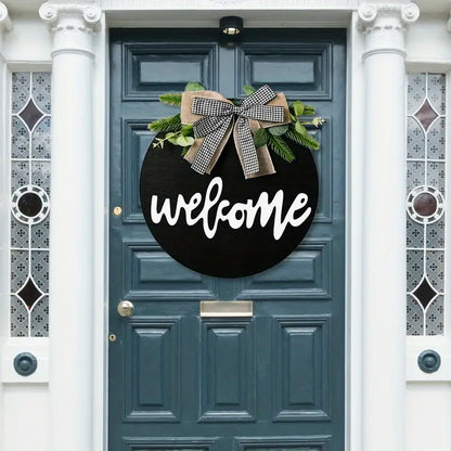 Round Wood Welcome Sign 12in