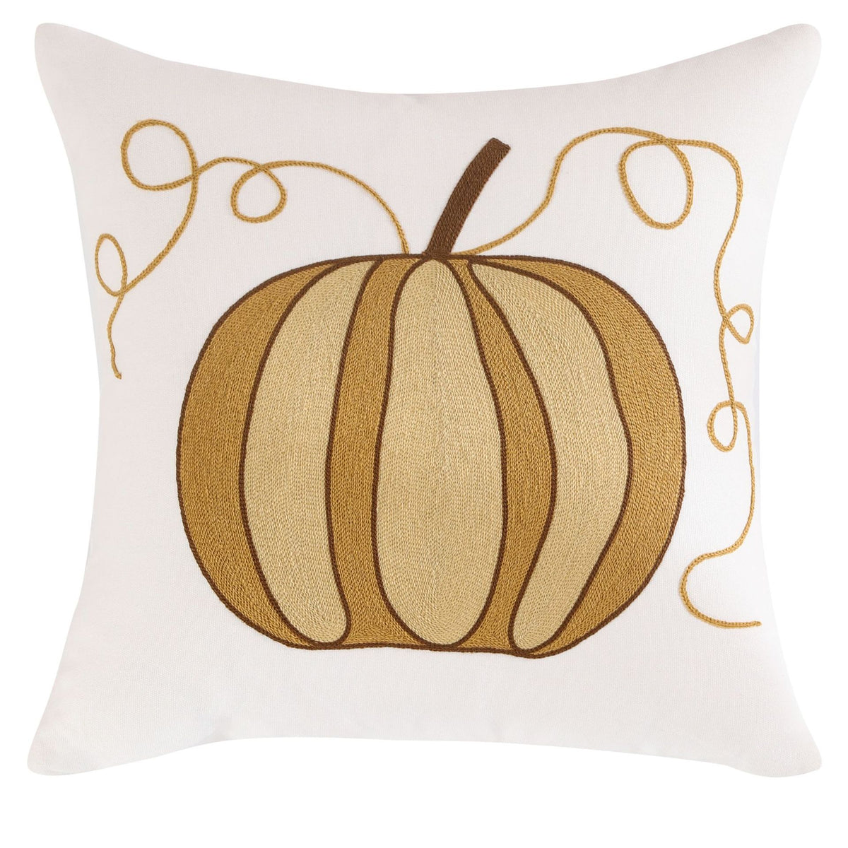 Calvessia Home Embroidered Cushion Cover – Autumn Pumpkin, 18x18 in, 11 Designs