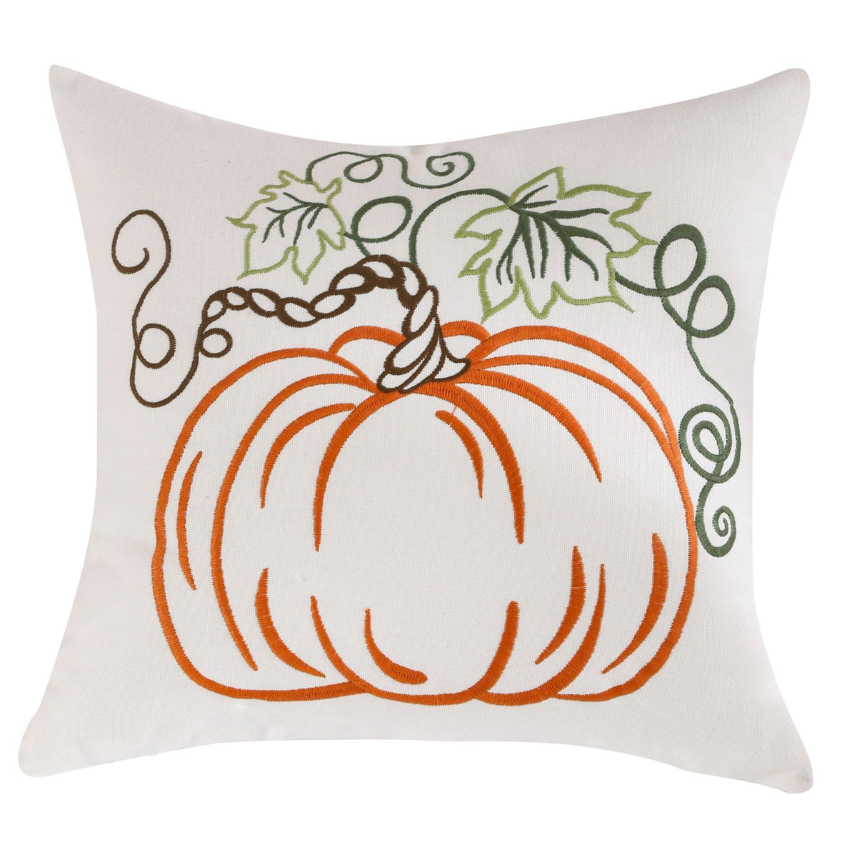Calvessia Home Embroidered Cushion Cover – Autumn Pumpkin, 18x18 in, 11 Designs
