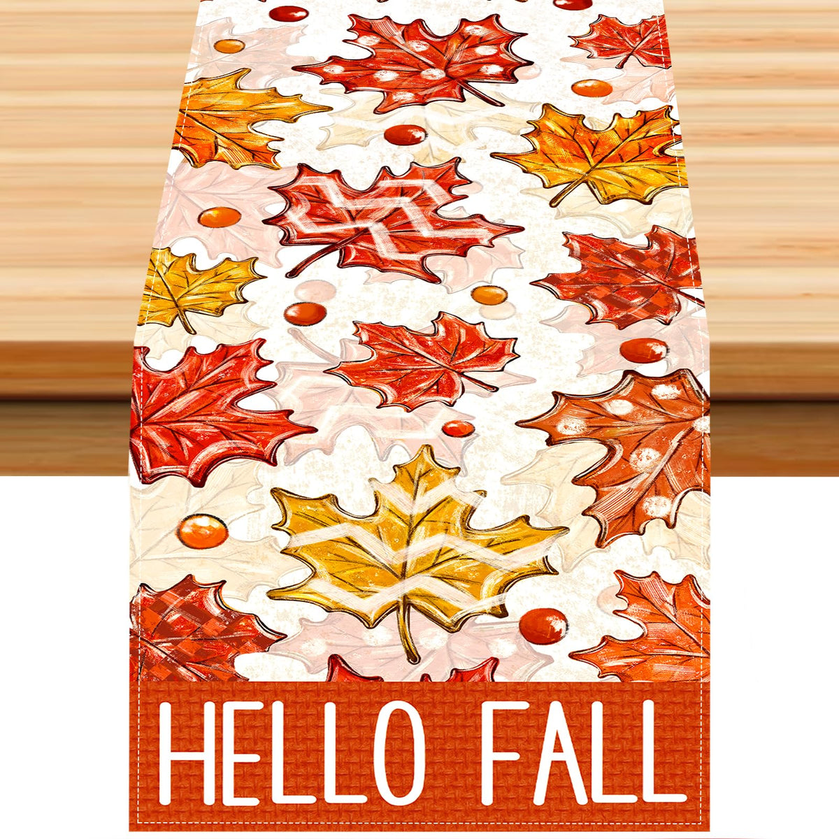 Autumn Harvest Maple Leaf Table Runner — 13x72", Fall Thanksgiving