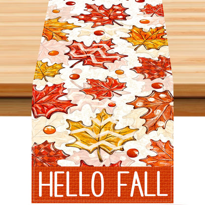 Autumn Harvest Maple Leaf Table Runner — 13x72", Fall Thanksgiving